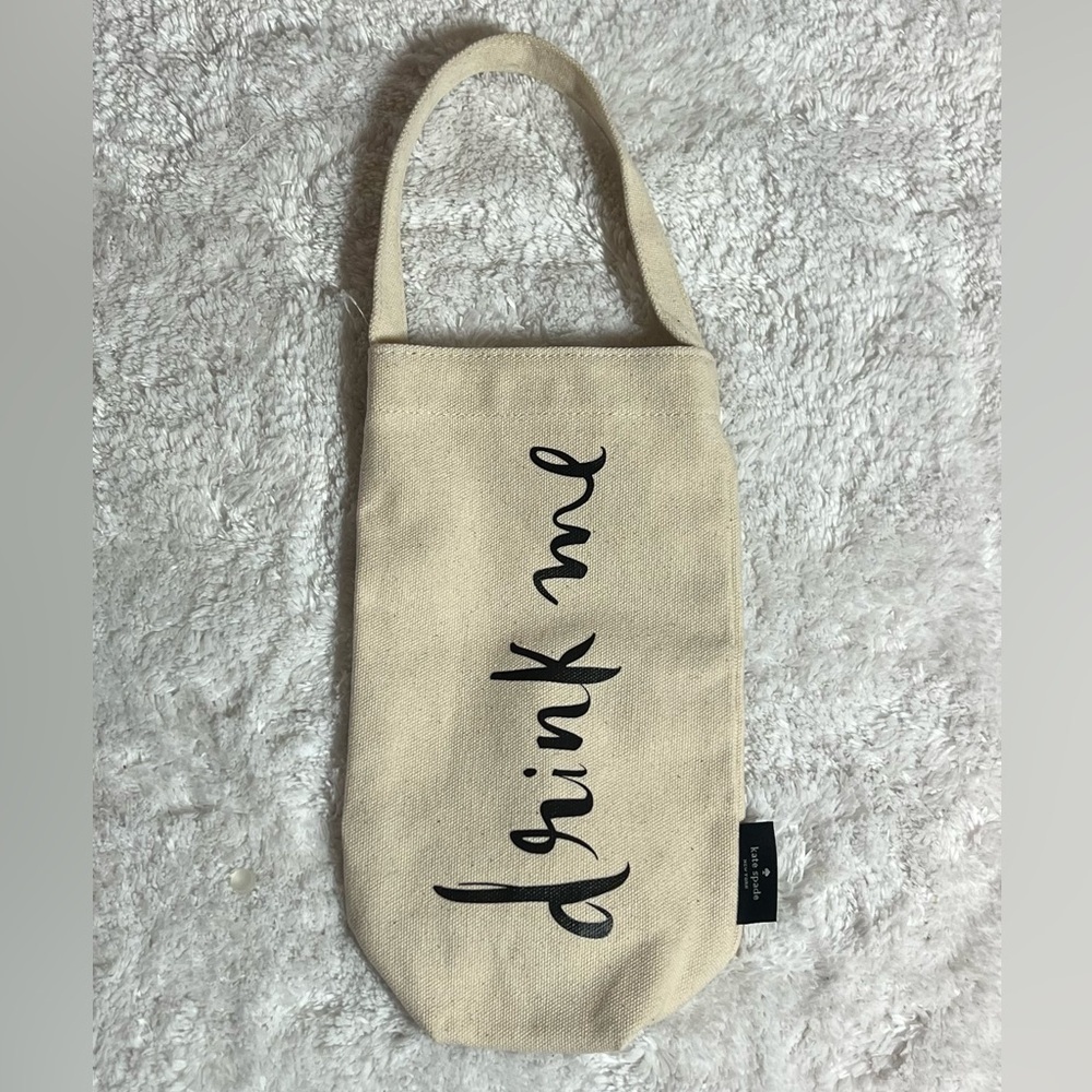 Kate Spade "drink me" Canvas Wine Tote Bag Off-White Hostess Gift Wedding​​​​​